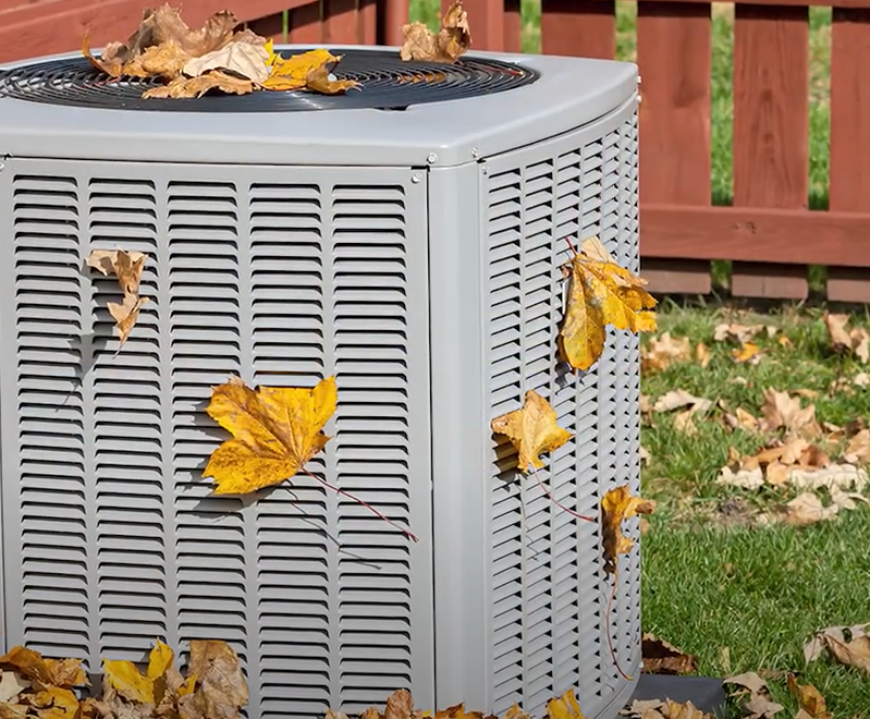 leaves flying into ac unit